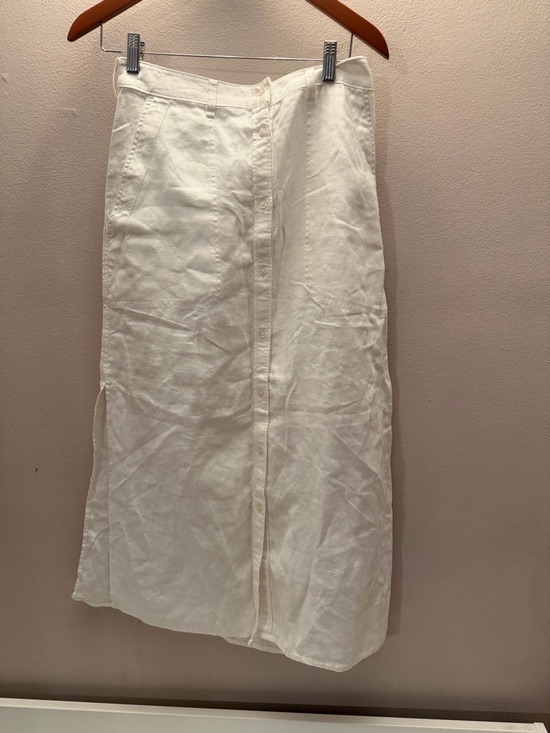 Lauren Ralph Lauren Dresses & Skirts - Lauren Ralph Lauren White Linen Button Front Maxi Skirt Side Slit Womens 0